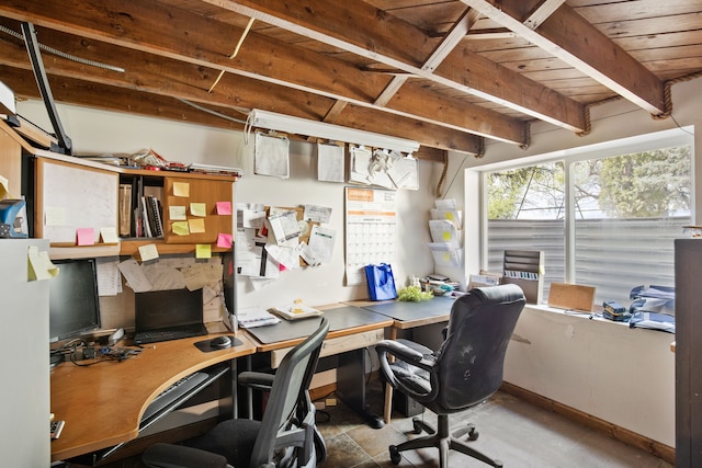 151 6th Ln NE, Fairfield, MT 59436 - home office featuring wood ceiling with exposed beams