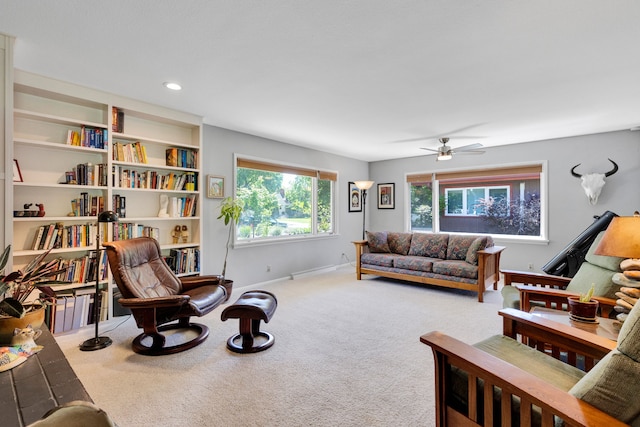 630 Woodworth Ave, Missoula, MT 59801 - carpeted living area featuring ceiling fan and recessed lighting