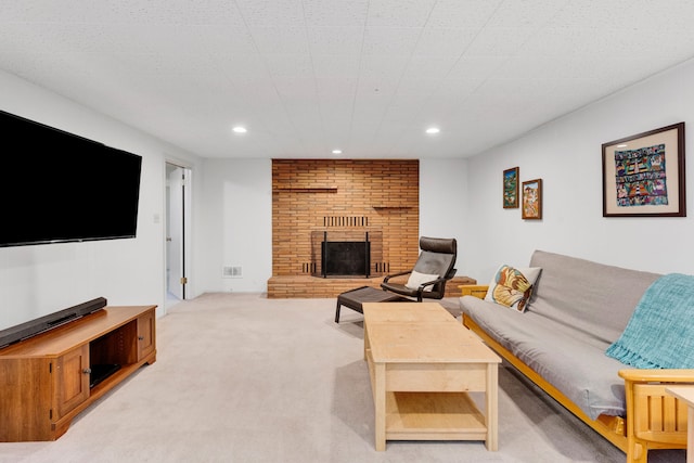 630 Woodworth Ave, Missoula, MT 59801 - living area with light carpet, a fireplace, and recessed lighting