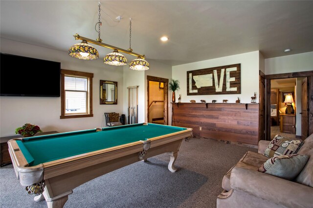 309 Timberwolf Dr, Polson, MT 59860 - indoor dry bar featuring beverage cooler, light colored carpet, ceiling fan, and baseboards