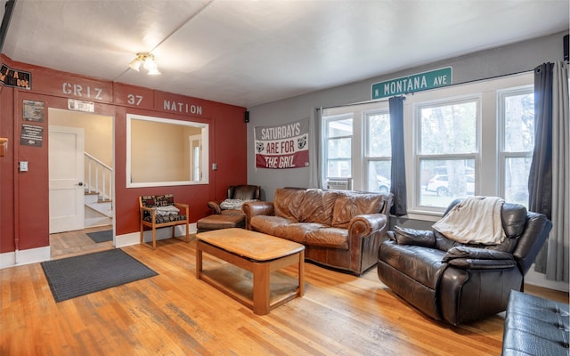 831 Hastings Ave, Missoula, MT 59801 - living room featuring light wood-type flooring and stairway