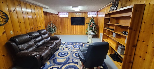 225 4th Ave SE, Dutton, MT 59433 - living room featuring wooden walls and a textured ceiling