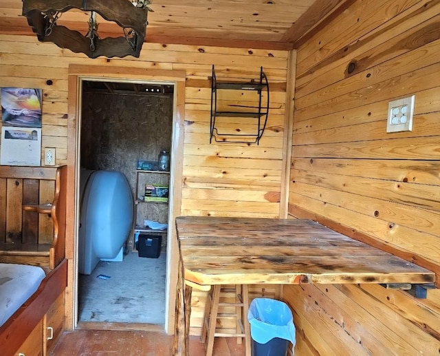 438 Little Mill Creek Rd, Saint Regis, MT 59866 - dining area featuring wood walls and oil tank