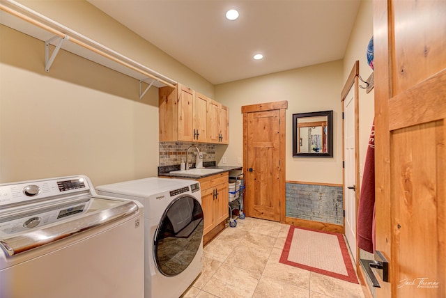 20 Penny Ln, Clancy, MT 59634 - laundry room featuring washer and dryer, cabinet space, recessed lighting, and light tile patterned flooring
