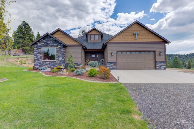 20 Penny Ln, Clancy, MT 59634 - craftsman inspired home featuring stone siding, concrete driveway, a front yard, and an attached garage