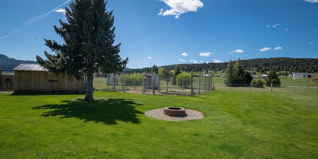 345 Ash Dr, Butte, MT 59701 - view of yard with a fire pit and a mountain view
