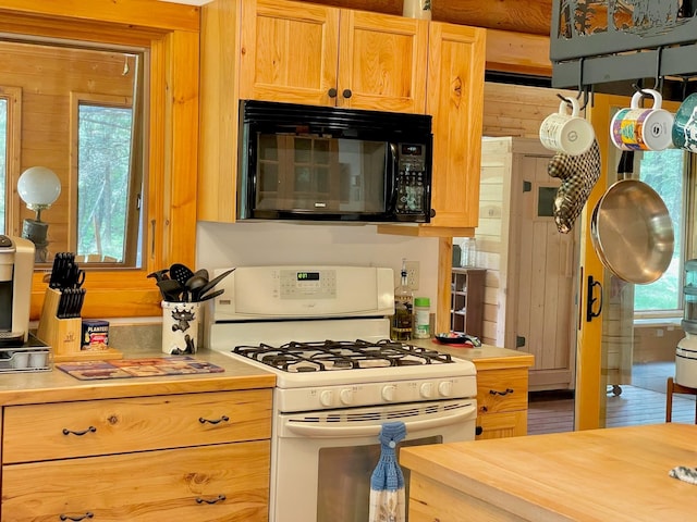 30 Williams Gulch Loop, Philipsburg, MT 59858 - kitchen featuring gas range gas stove, black microwave, and wooden counters