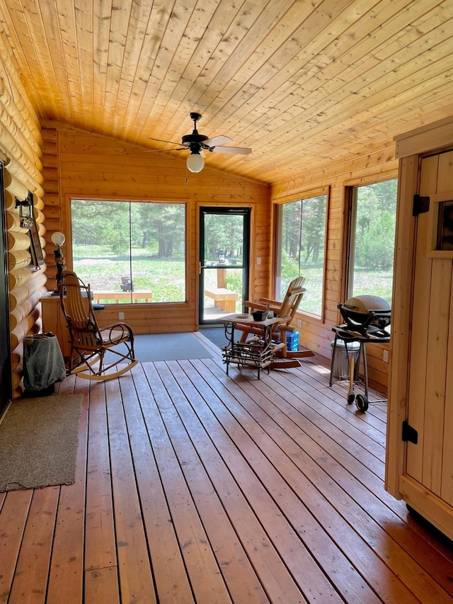 30 Williams Gulch Loop, Philipsburg, MT 59858 - sunroom / solarium with lofted ceiling, hardwood / wood-style flooring, and wood ceiling