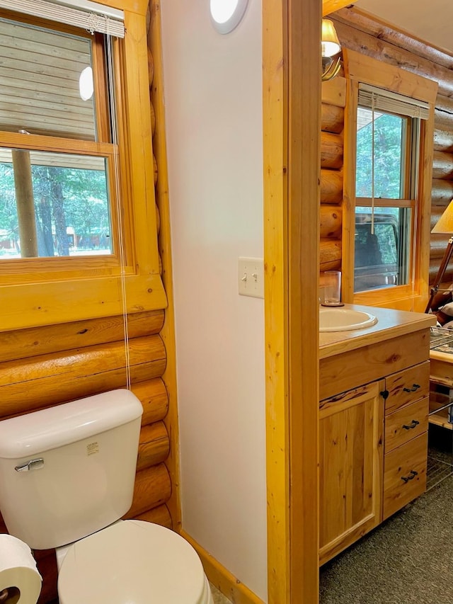 30 Williams Gulch Loop, Philipsburg, MT 59858 - half bath featuring log walls and vanity