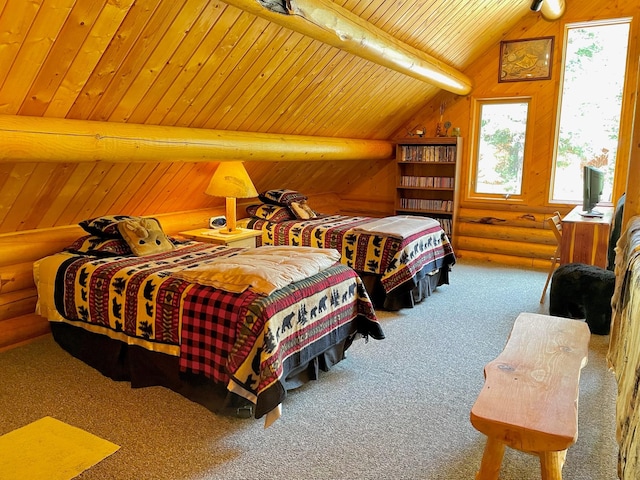 30 Williams Gulch Loop, Philipsburg, MT 59858 - carpeted bedroom with wooden ceiling, rustic walls, and wooden walls