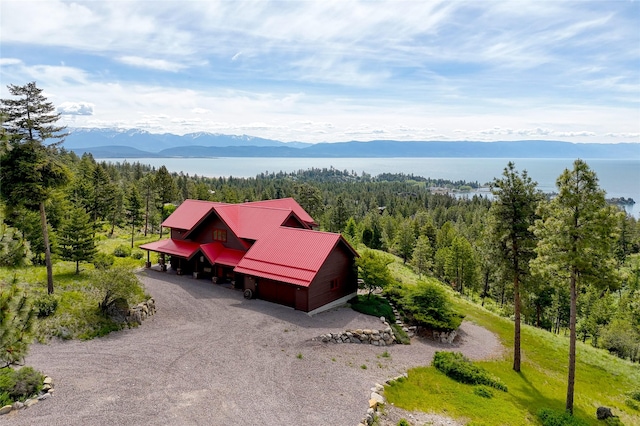 251 S Eighty Dr, Somers, MT 59932 - view from above of property with a forest and a mountain backdrop