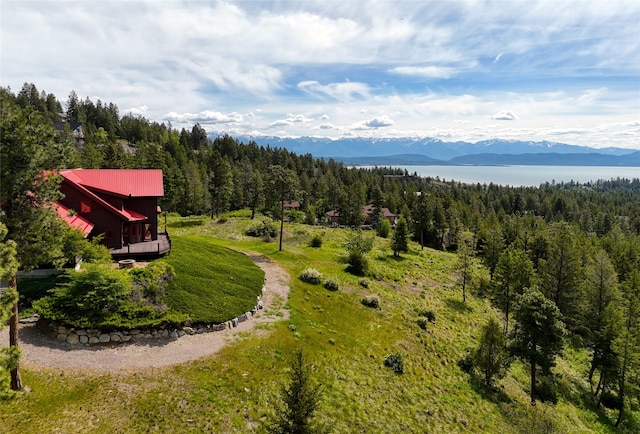 251 S Eighty Dr, Somers, MT 59932 - mountain view with a heavily wooded area and a nearby body of water