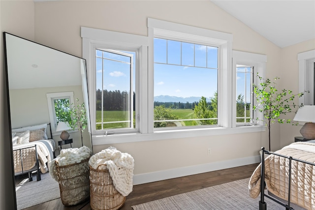 1683 Foxtail Dr, Kalispell, MT 59901 - bedroom with lofted ceiling and wood finished floors