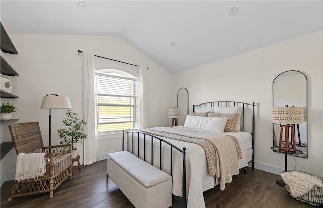 1683 Foxtail Dr, Kalispell, MT 59901 - bedroom featuring lofted ceiling and wood finished floors