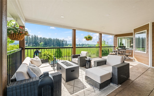 1683 Foxtail Dr, Kalispell, MT 59901 - view of patio featuring an outdoor living space with a fire pit