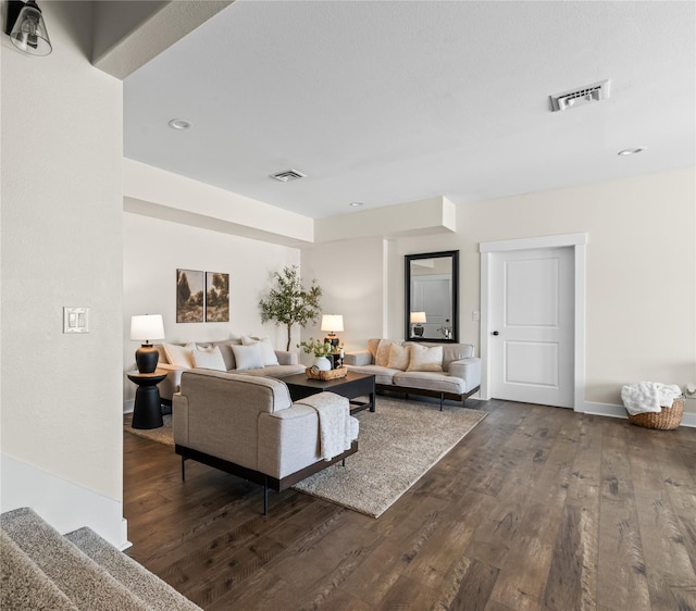 1683 Foxtail Dr, Kalispell, MT 59901 - living room featuring dark wood-type flooring and recessed lighting