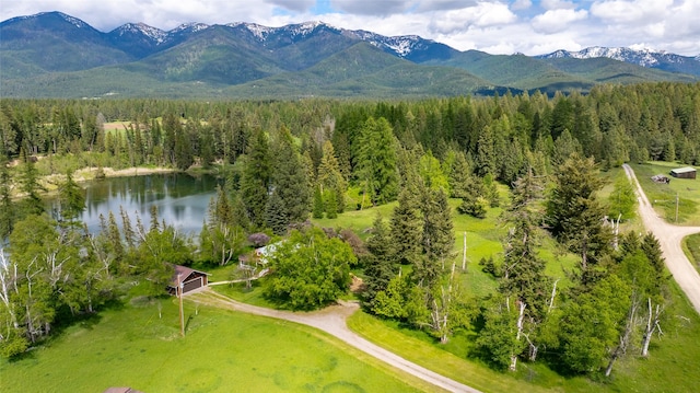 221 Kauffman Ln, Kalispell, MT 59901 - aerial view of a heavily wooded area and a water and mountain view