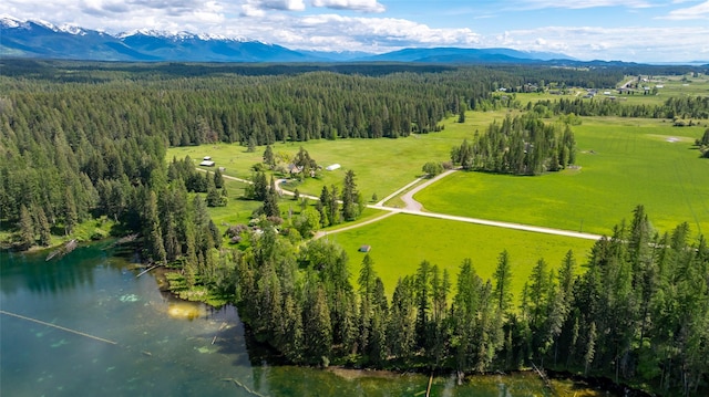 221 Kauffman Ln, Kalispell, MT 59901 - drone / aerial view of a heavily wooded area and a mountain backdrop