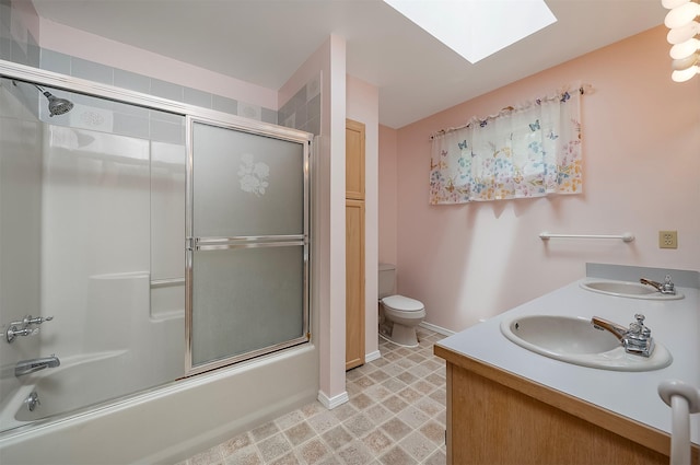 33958 Connolly Way, Polson, MT 59860 - full bath featuring a skylight, enclosed tub / shower combo, and double vanity
