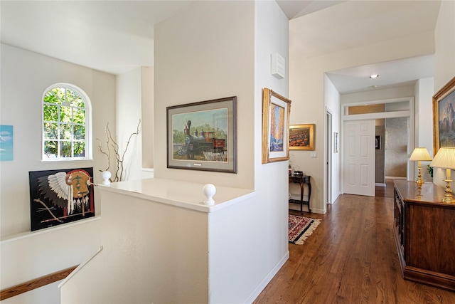 29137 Rocky Point Rd, Polson, MT 59860 - hall with dark wood-style flooring and baseboards
