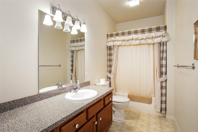 29137 Rocky Point Rd, Polson, MT 59860 - full bathroom with toilet, vanity, tile patterned floors, and shower / bath combo with shower curtain