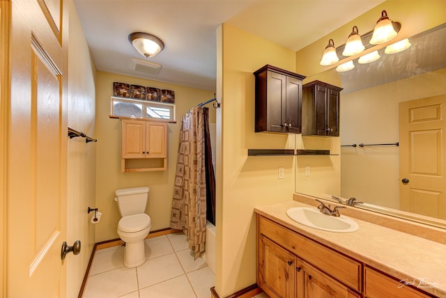 2724 Overlook Blvd, Helena, MT 59601 - bathroom with toilet, vanity, tile patterned flooring, and shower / tub combo