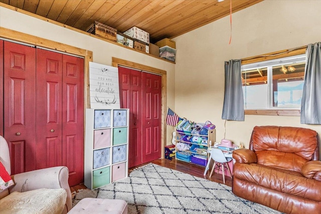 2571 Airport Rd, Eureka, MT 59917 - sitting room with wooden ceiling and wood finished floors