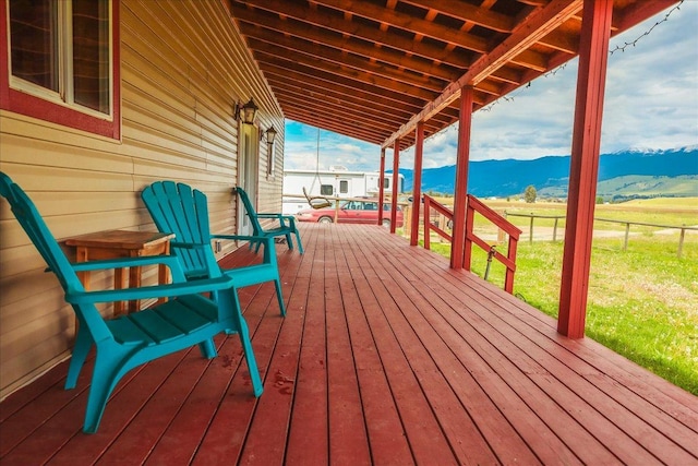 2571 Airport Rd, Eureka, MT 59917 - wooden terrace with a mountain view