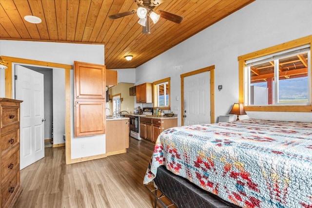 2571 Airport Rd, Eureka, MT 59917 - bedroom with wood ceiling, dark wood-style flooring, and lofted ceiling