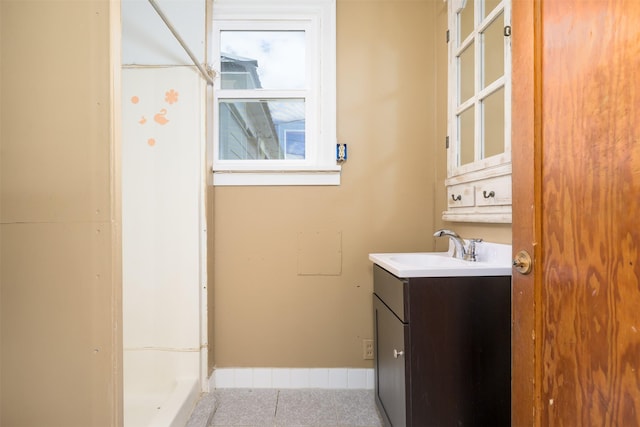 505 Oak St, Anaconda, MT 59711 - full bath featuring vanity, tile patterned floors, a shower, and baseboards