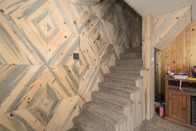 505 Oak St, Anaconda, MT 59711 - stairs with wood walls and carpet flooring