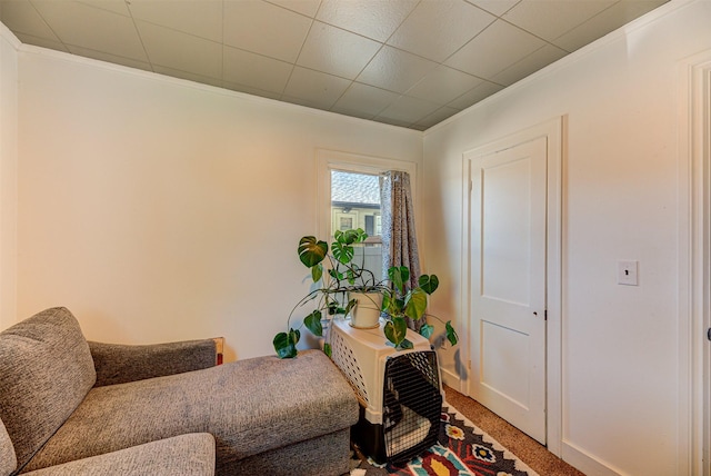 1202 Walnut St, Helena, MT 59601 - home office with crown molding, carpet flooring, and baseboards
