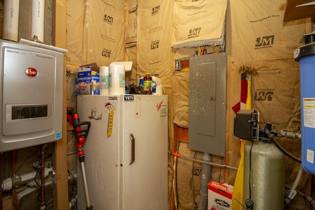 111 Lupfer Loop Rd, Olney, MT 59927 - utilities with electric panel and water heater