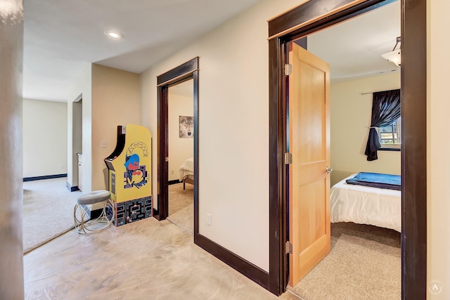 162 Jackson Creek Rd, Montana City, MT 59634 - hallway featuring light carpet, baseboards, and recessed lighting