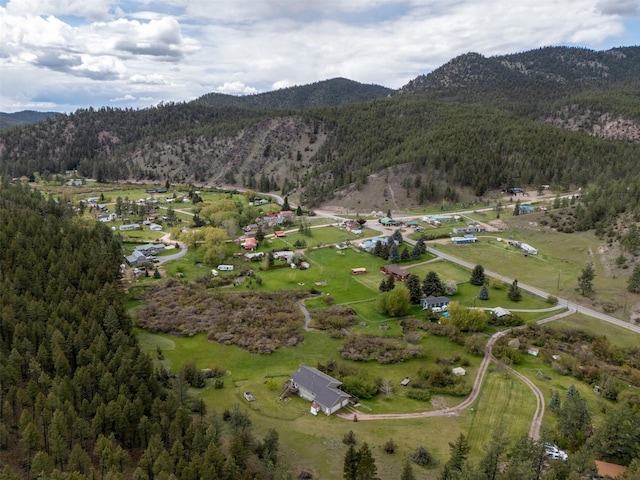 7551 York Rd, Helena, MT 59602 - aerial overview of property's location with a mountain backdrop and a forest