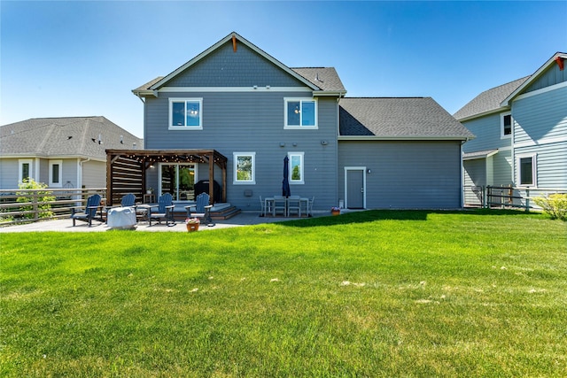 380 Stonybrook Dr, Missoula, MT 59804 - back of property featuring a patio, an outdoor fire pit, and a pergola