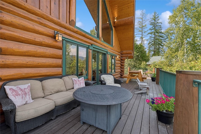 970 Colorado Ave, Whitefish, MT 59937 - wooden terrace with an outdoor living space and french doors