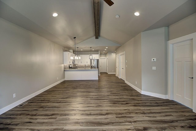 178 Meadow Vista Loop Unit A, Kalispell, MT 59901 - unfurnished living room featuring dark wood-style floors, recessed lighting, baseboards, and ceiling fan