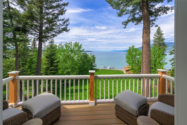 33702 N Finley Point Rd, Polson, MT 59860 - deck with a water view