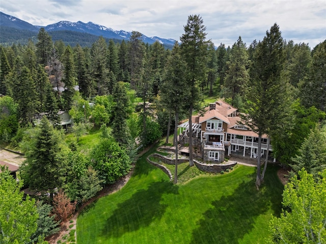 33702 N Finley Point Rd, Polson, MT 59860 - view from above of property featuring a forest and mountains