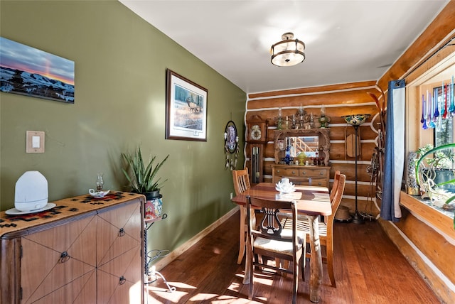 2700 Lyon Creek Rd, Missoula, MT 59804 - dining room featuring rustic walls and hardwood / wood-style floors