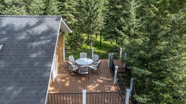 115 Wagon Wheel Rd, Whitefish, MT 59937 - wooden deck featuring outdoor dining space
