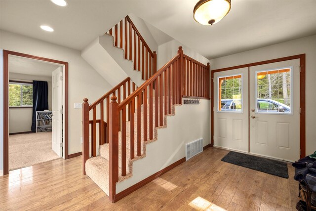 115 Wagon Wheel Rd, Whitefish, MT 59937 - entryway with light wood-style floors, stairway, and recessed lighting