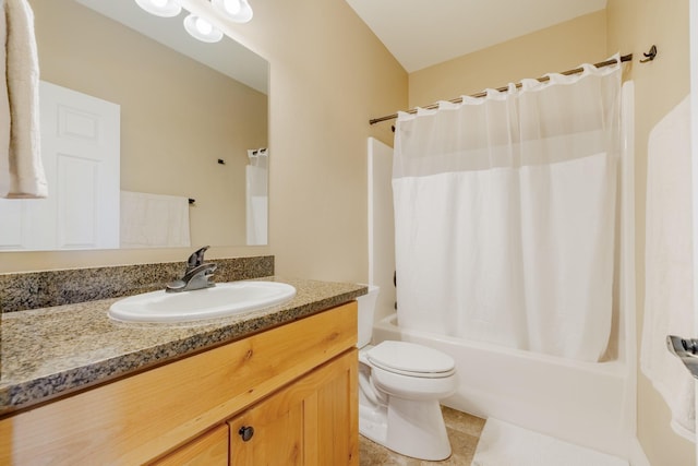 7567 Kingpost Loop, Helena, MT 59602 - full bathroom with vanity, toilet, shower / bath combination with curtain, and tile patterned flooring