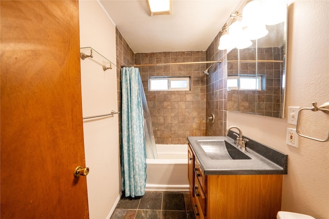 411 Colorado Ave, Libby, MT 59923 - bathroom with shower / tub combo with curtain, plenty of natural light, vanity, and toilet