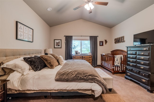 224 Forest Edge Trl, Kalispell, MT 59901 - carpeted bedroom with vaulted ceiling and ceiling fan