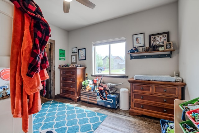 224 Forest Edge Trl, Kalispell, MT 59901 - bedroom with wood finished floors and ceiling fan