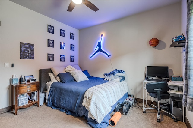 224 Forest Edge Trl, Kalispell, MT 59901 - carpeted bedroom featuring an office area and a ceiling fan