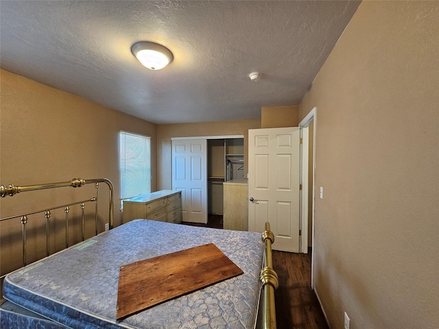 548 N Daly Ave, Hamilton, MT 59840 - bedroom featuring dark wood-style floors, a textured ceiling, and a closet