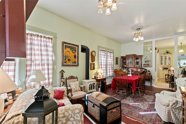 1003 N Burnt Fork Rd, Stevensville, MT 59870 - living room with a chandelier and wood finished floors